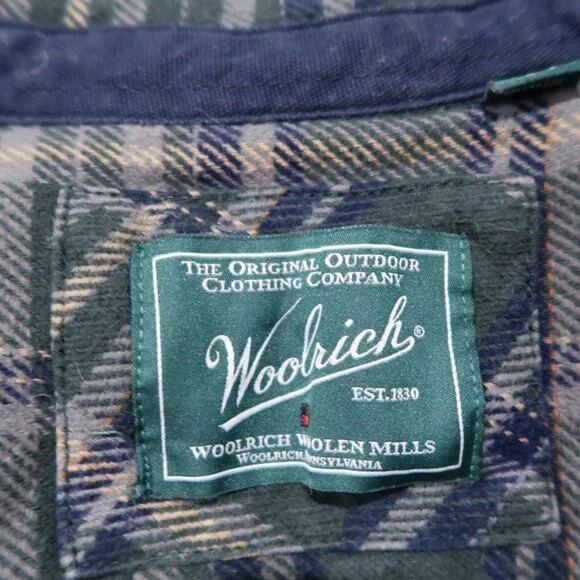 Woolrich Shirt Mens M Green Brawny Flannel Plaid Shacket Button Down Outdoors - Picture 9 of 16
